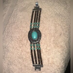 Turquoise and Brown Beaded Bracelet